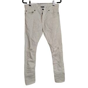 John Elliott season nine white button fly jeans Japan distressed splatter skinny